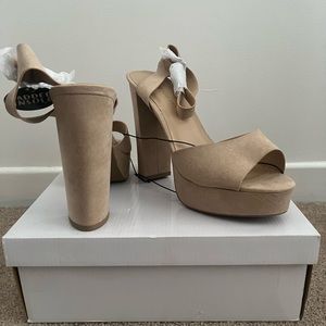 Nude suede heels